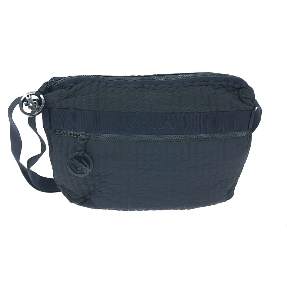 LACOSTE shoulder bag in good condition, logo embroidery/quilting/nylon, navy, unisex