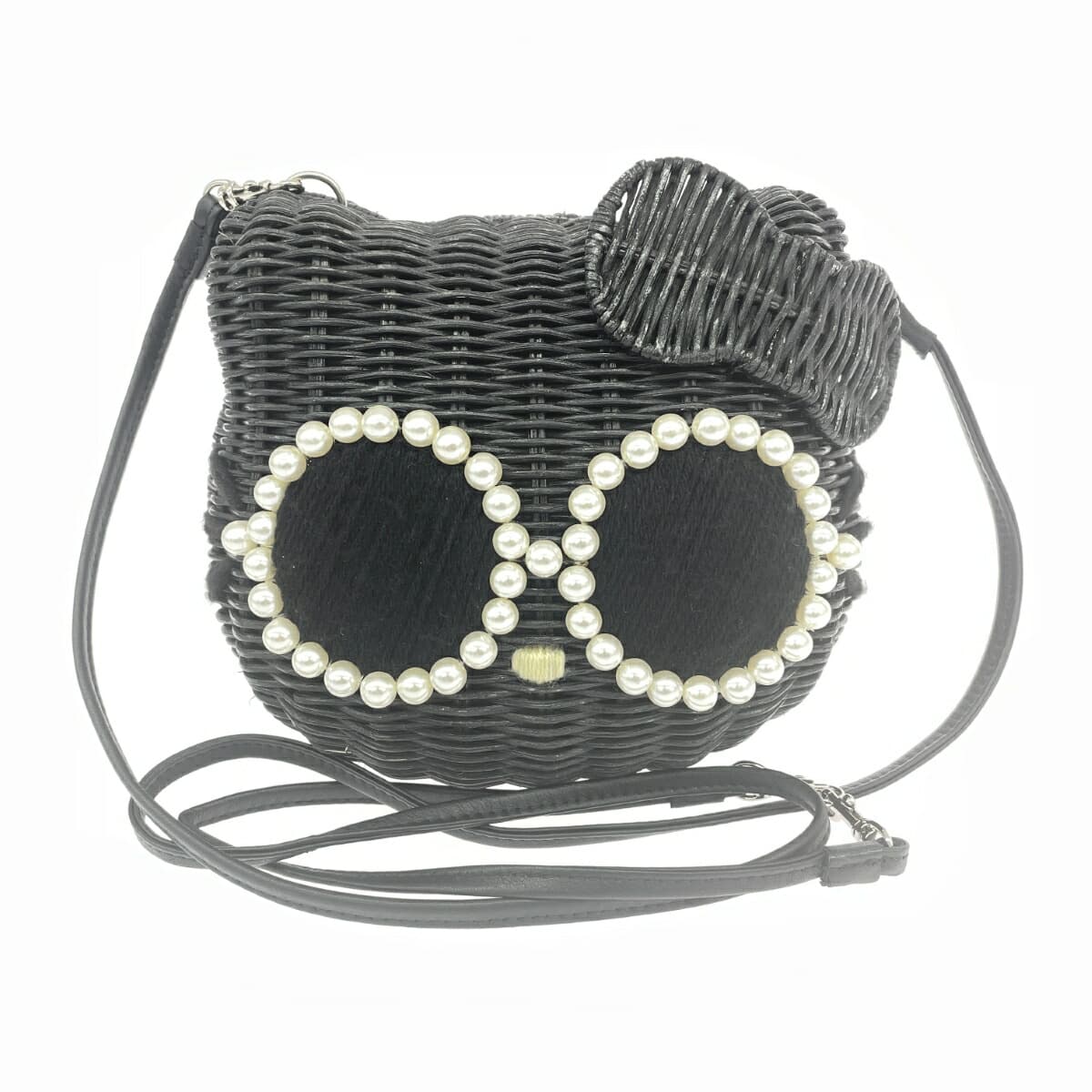 a-jolie Shoulder Bag / Hello Kitty / Rattan with scratches - Black Ladies