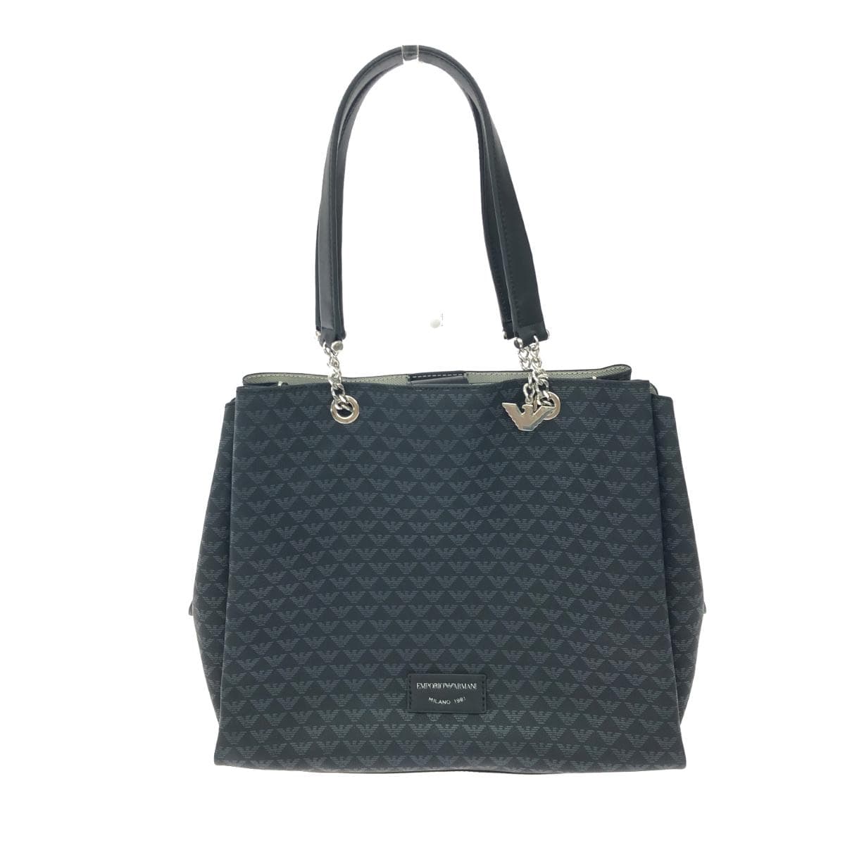 EMPORIO ARMANI 2WAY bag in excellent condition, all-over eagle pattern, black, for women