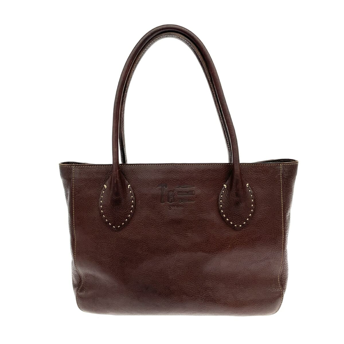 Genten Tote Bag Leather Brown Women's