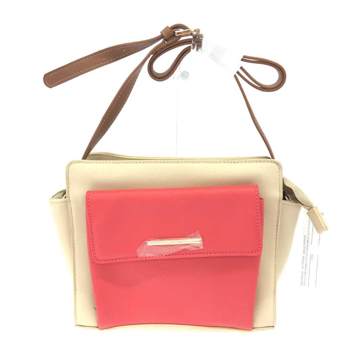 Marie Claire shoulder bag, unused item, PVC, red/beige, ladies