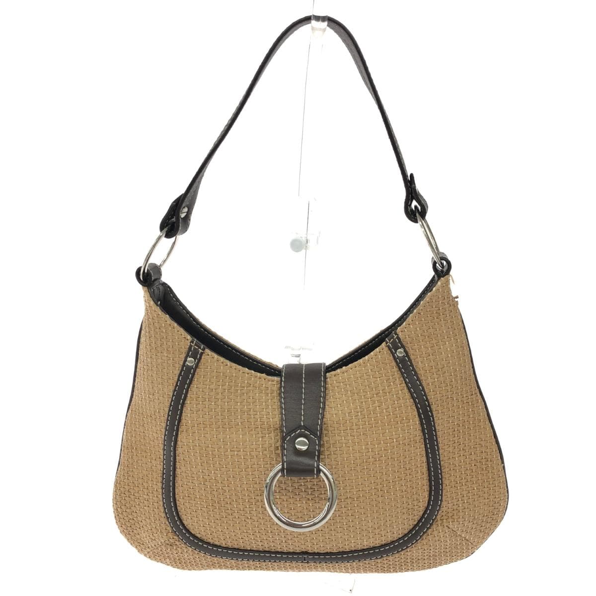 ICB One Shoulder Bag Woven Straw Beige Ladies