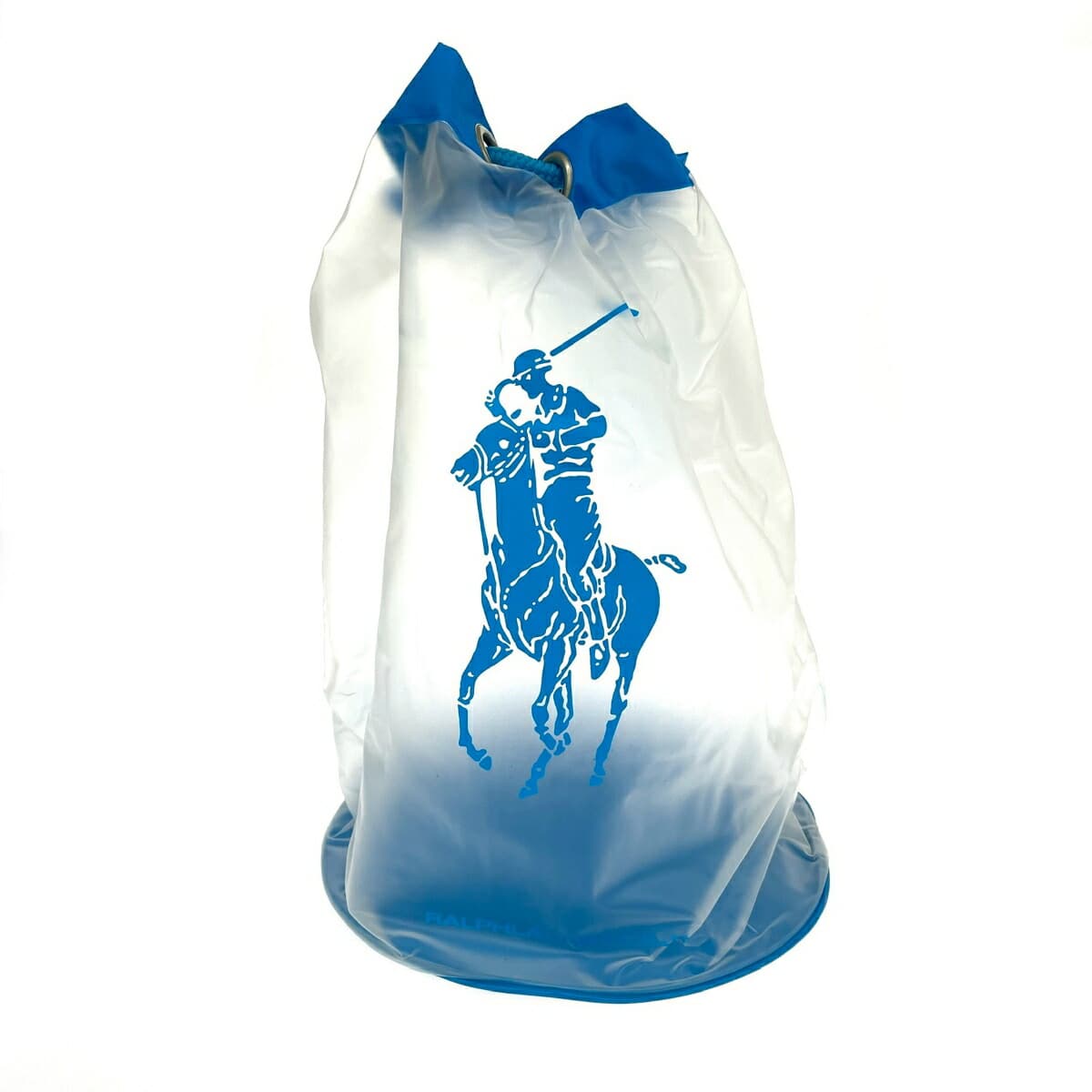 RALPH LAUREN Drawstring Sling Bag Pool Bag Logo PVC Blue Unisex