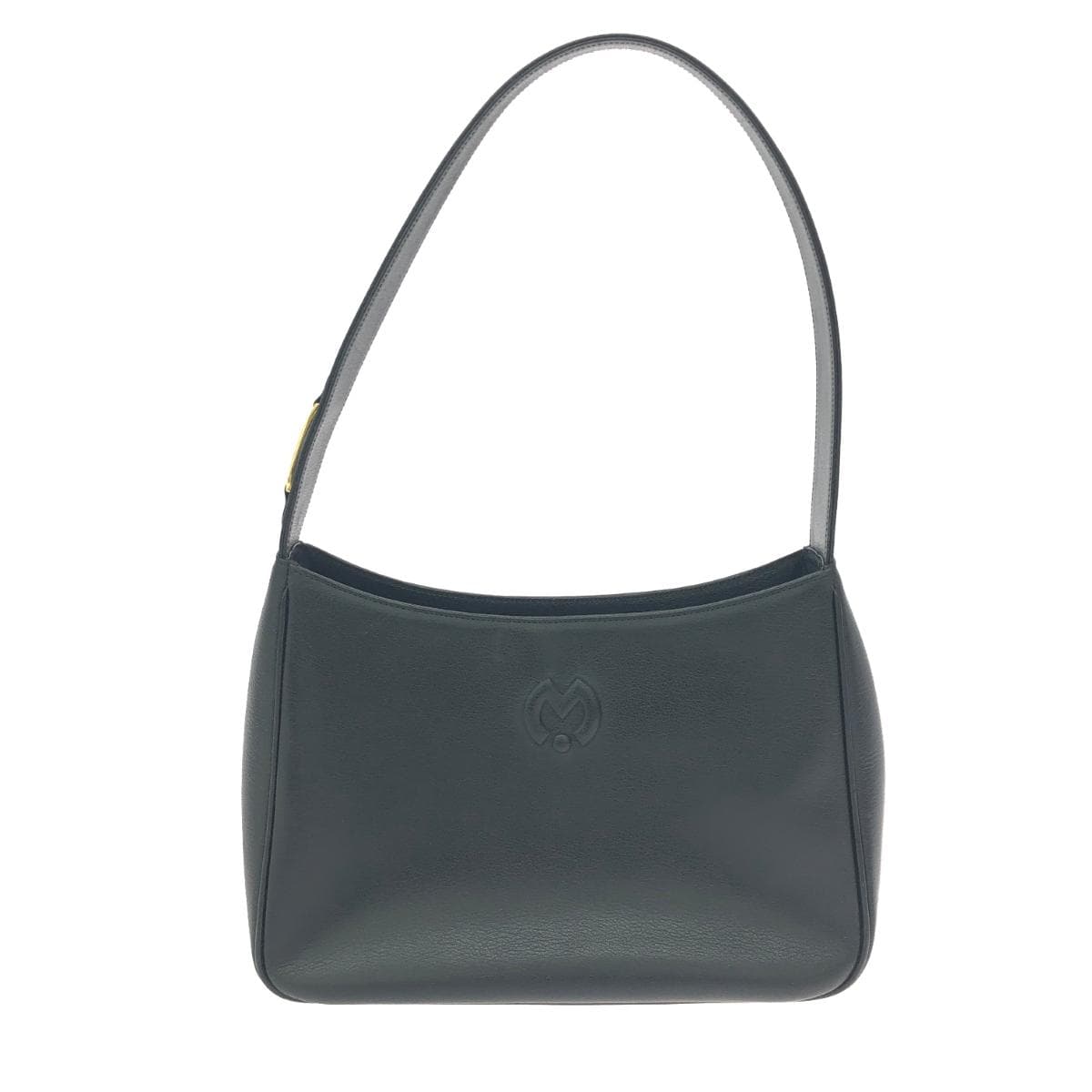 MILA SCHON Handbag Embossed M Logo Leather Black Women's